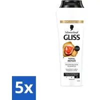 GLISS Shampooing - Total Repair - Pour une restauration intensive des cheveux - 250 ml - Pack avantage - 5 pièces