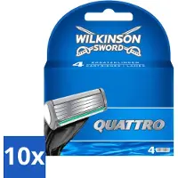 Wilkinson - Recharges Quattro Blade - Avec tondeuse de précision - 4 lames - Pack avantage - 10 pièces