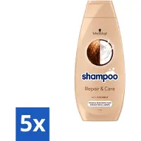 Schwarzkopf - Shampooing Repair & Care - Régénère les cheveux abîmés - 400 ml - Pack avantage - 5 pièces