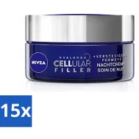 Nivea - Crème de nuit - Cellular Expert Filler Anti-Aging - Pour tout type de peau - Avec acide hyaluronique & acide folique - Anti-rides & hydratant - 50 ml - Pack avantage - 15 pièces