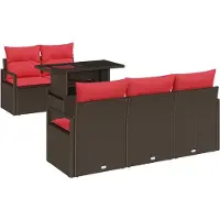 vidaXL Ensemble de canapés de jardin , 6 pièces, couleur marron, en résine tressée