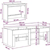 vidaXL Lit superposé avec bureau pour enfants, 2 pièces, imitation chêne Sonoma