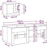 vidaXL Structure de lit de style industriel avec armoire, 3 pièces, en bois de récupération et en panneaux de particules