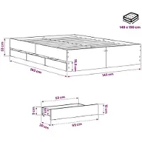 vidaXL Cadre de lit avec espace de rangement Chêne Artisan 140 x 190 cm