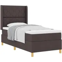 vidaXL Lit boxspring avec matelas brun foncé 90 x 190 cm Tissu
