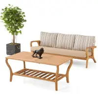 AEA Gartenmöbel Set aus Holz und Textil in Beige elegant