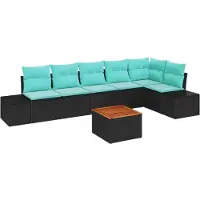 vidaXL Ensemble de canapés de jardin , 7 pièces, noir, en résine tressée