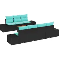 vidaXL Ensemble de canapés de jardin , 8 pièces, noir, en résine tressée