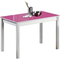OEM Table de cuisine, plateau en verre, couleur fuchsia, 110x70 cm