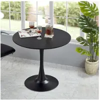 OEM Table ronde, plateau en MDF, noire, diamètre de 70 cm, hauteur 73 cm