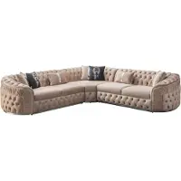 AEA Filigranes Ecksofa in zartem Beige mit eleganten geschwungenen Linien
