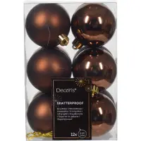 Christmas Decoration Boules de Noël en plastique 6cm 12 pièces - brun expresso