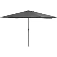 Festnight Parasol de 390 cm avec manivelle, protection UV, pour jardin ou terrasse, mât en métal, couleur anthracite