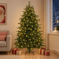 Syfax Arbre de Noël artificiel pliable, 150 cm, avec 150 LED