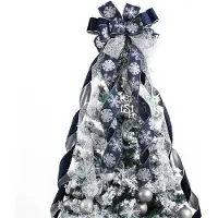 OEM Ruban de Noël - Motifs de flocons de neige et paillettes - Pour la décoration - Bleu marine - Largeur : 30,5 cm - Vendu à l'unité