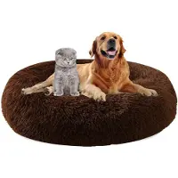 Sonstiges Lit pour chien, forme ronde, diamètre 50 cm, en peluche, lavable, antidérapant, forme de donut
