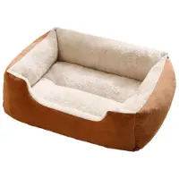 Sonstiges Lit pour chien rectangulaire, moelleux, en peluche, pour animaux de compagnie, idéal pour les chats, coussin chaud pour chien, durable, couleur marron, taille XXL, 80x60x15 cm