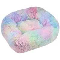 Sonstiges Lit orthopédique pour chien, forme rectangulaire, rembourrage moelleux "nuage", taille M, 66x55 cm, motif arc-en-ciel