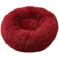 Sonstiges Lit pour chien, lit pour chat, lit pour animal de compagnie, canapé rond, en peluche, forme de beignet, lavable, base imperméable, rouge, 60 cm