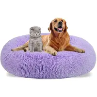 Sonstiges Lit pour chien, forme ronde, diamètre 70 cm, en peluche, lavable, antidérapant, couleur violet