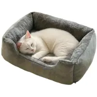 Sonstiges Lit pour chien, rectangulaire, en peluche, pour animaux de compagnie, également adapté aux chats, couleur grise. Dimensions : S - 43 x 30 x 12 cm