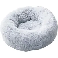 Sonstiges Lit pour chien, lit pour chat, lit pour animal de compagnie, forme ronde, en peluche, forme beignet, lavable, base imperméable, couleur grise, 60 cm