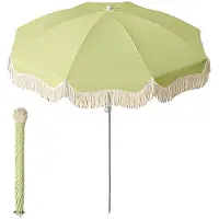Sonstiges Parapluie de plage de 150 cm, style bohème chic avec franges, parapluie de plage vintage, protection UV UPF 50+, imperméable, couleur beige