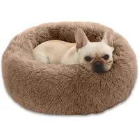 Sonstiges Lit pour chien en forme de donut, en peluche, lavable, de couleur marron, diamètre 58 cm