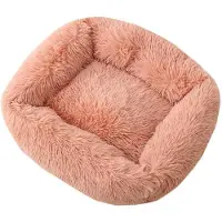Sonstiges Couche en peluche pour animaux de compagnie, forme carrée, rose, taille XS