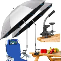 Sonstiges Lot de 2 parasols avec pince, 124 cm, pivotables à 360°, protection UPF 50+ contre les rayons UV, couleur argent