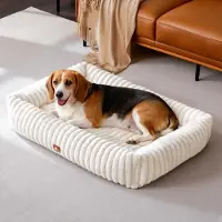 Sonstiges Lit de luxe pour chien, canapé pour chien à 4 côtés, couleur beige, dimensions : 92 x 69 x 20 cm