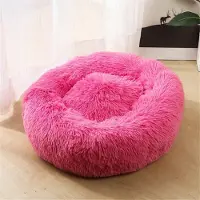 Sonstiges Lit pour chien, lit pour chat, moelleux, rond, en peluche, forme de donut, coussin, 40 cm, rose foncé