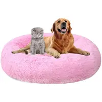 Sonstiges Lit pour chien rond, diamètre 90 cm, en peluche, lavable, antidérapant, pour chiens et chats, couleur rose vif