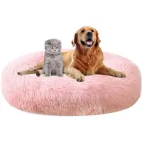 Sonstiges Lit pour chien, forme ronde, diamètre 120 cm, rose clair, en peluche, lavable, antidérapant