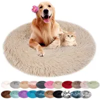 Sonstiges Lit pour chien, forme ronde, en peluche, lavable, couleur beige, 120 cm de diamètre