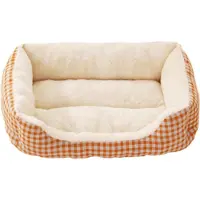 Sonstiges Lit pour chien, rectangulaire, en peluche, pour animaux de compagnie, également adapté aux chats, couleur orange, dimensions : 53 x 38 x 12,5 cm