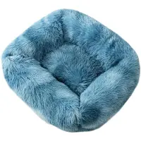Sonstiges Couverture en peluche pour animaux de compagnie, forme carrée, lit pour chat, cabane pour chien, couleur bleue