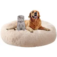 Sonstiges Lit pour chien, forme ronde, diamètre 110 cm, en peluche, lavable, antidérapant, couleur marron clair