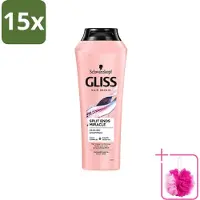 GLISS 15 flacons de shampooing Schwarzkopf , formule miracle pour les cheveux abîmés, pour cheveux secs et cassants - 250 ml - Pack économique - 15 pièces