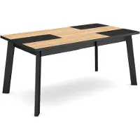 Dripio Table de salle à manger de 170 cm, pour 8 personnes, en mélaminé, avec pieds en bois, finition chêne/noir