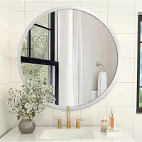 Merkloos Omgoods - Miroir rond à encadrer en métal, diamètre 50 cm, idéal pour la salle de bain