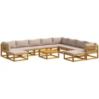 Syfax Ensemble de canapé, 11 pièces, en bois d'acacia massif, finition naturelle
