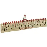 Dripio Calendrier de l'Avent en bois avec un marque-page représentant le Père Noël, dimensions : 55 x 10 x 2 cm