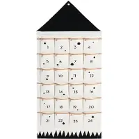 Dripio Calendrier de l'Avent en tissu, à remplir, forme de maison, 4 compartiments, 110 x 50 cm
