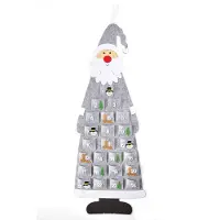 Dripio Calendrier de l'Avent en feutre, motif Père Noël, gris et blanc, 24 compartiments, 1,16 m