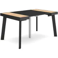 Dripio Table console extensible de 140 cm, en chêne/noir, pour 6 personnes.