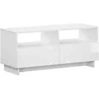 Syfax Support TV 90 x 34,5 x 40 cm, blanc brillant, en panneaux de particules