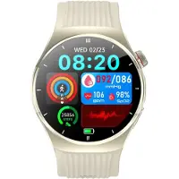 INF Montre connectée avec écran AMOLED tactile 1.43 pouces, modes sportifs, appels Bluetooth et fonctions de bien-être à titre indicatif Or