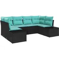vidaXL Ensemble de canapés de jardin , 6 pièces, noir, en résine tressée