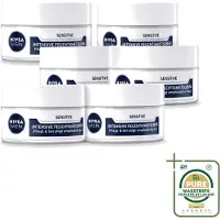 Nivea 6 x Crème pour le visage intensive pour peaux sensibles Men - 50 ml - Pack économique - 6 pièces